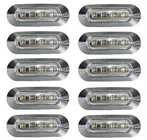 10 x 24 V marcador lateral frente esquema LED blanco luces transparente lentes con bisel cromado Para Camión LKW caravana remolque chasis hombre