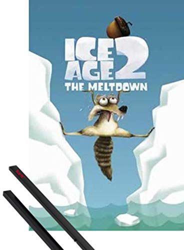 1art1 Ice Age: La Edad De Hielo Póster (98x68 cm) 2, The Meltdown, Scrat Between Ice Y 1 Lote De 2 Varillas Negras