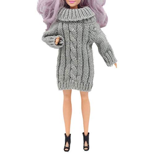 30cm Muñecas hechas a mano Suéter de punto de cuello alto puro Vestido Tops Traje de moda Accesorios de ropa Ropa informal diaria de invierno para muñeca Barbie Juguete de niña de 11.5 pulgadas