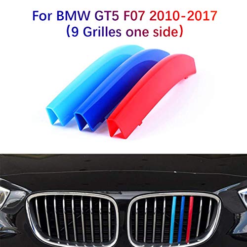 3D Coche Rejillas Frontales Para BMW GT5 2010-2017（9 Rejillas）Parrilla Delantera Trim M-Colore Cubierta Pegatinas Decoración 3 Piezas