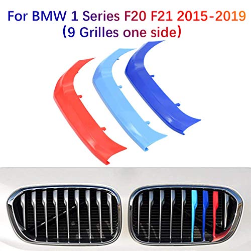 3D Coche Rejillas Frontales Para BMW Serie 1 F20 F21 2015-2019（9 Rejillas）Parrilla Delantera Trim M-Colore Cubierta Pegatinas Decoración 3 Piezas