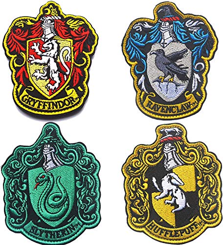 4 parches de Harry Potter House of Gryffindor House Hogwarts, con gancho y bucle en la parte trasera de 10 x 8 cm, a todo color, para abrigo, chaqueta, gorra, sombrero y mochila.