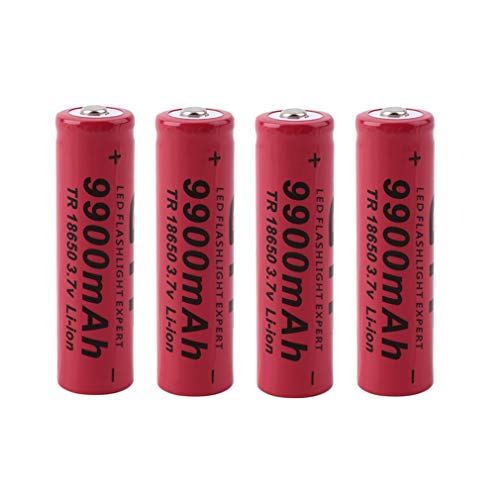 4Pcs Bateria 18650 Recargable 3.7V Batería De Litio De Potencia 9900Mah Descarga,para Linterna LED, iluminación de Emergencia, Dispositivos electrónicos, etc (Rojo)
