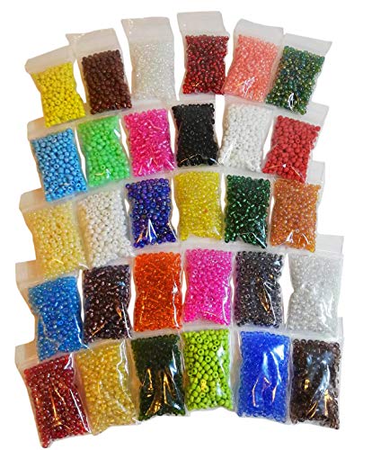 600 g 4 mm 30 Colores Cuentas de Vidrio Rocailles Cuentas de Vidrio Redondo No6, 8000 Piezas Mini Cuenta Seed Beads Z21