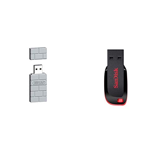 8Bitdo USB Wireless Adapter for PS Classic Edition/Windows/Mac/Raspberry Pi/Switch [ ] [Importación Alemana] + SanDisk Cruzer Blade - Memoria USB de 2.0 de 128 GB