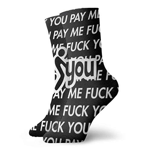 AEMAPE Fuck You Pay Me Cushion Crew Calcetines Essential Sport Wicking Work para hombres y mujeres-KO1