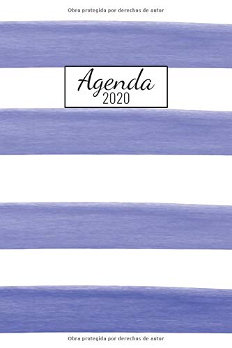 Agenda 2020: Enero A Diciembre 2020 / 1 Semana En 2  Páginas/  12 Meses / Planificador Diseño Rayaz Negro Y Azul / Español