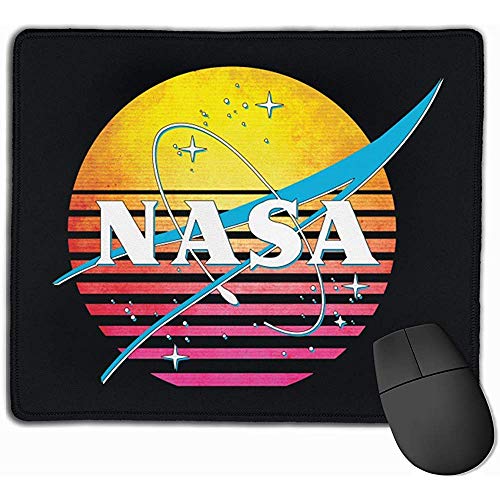 Alfombrilla de ratón retro de los años 80 con logotipo de la NASA rectangular de goma antideslizante alfombrilla de ratón para juegos, 25 x 30 cm