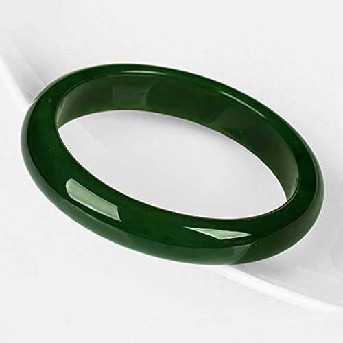 AMQ Pulsera Pulsera de Jade Femenina Verde Completa Pulsera Pulsera Genuina Natural de Alta Gama Pulsera de Dama Color Jaspe,58-60mm