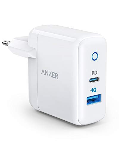 Anker USB C Cargador Power Port PD 2 Cargador de Pared 30 W Dual Port con 18 W Power Delivery para MacBook Pro/Air 2018, iPad Pro 2018, iPhone X/8/8 Plus y con 12 W PowerIQ para Samsung S9/S9 + etc