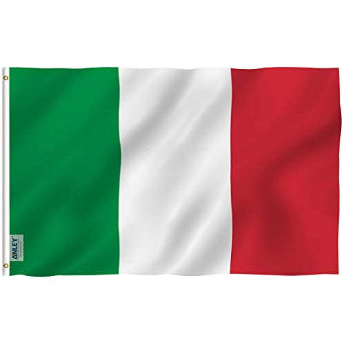 Anley Fly Breeze Bandera de Italia de 3x5 pies - Color Vivo y Resistente a la decoloración UV - Cabecera de Lona y Doble Costura - Banderas Italianas Poliéster con Ojales de latón 3 X 5 pies