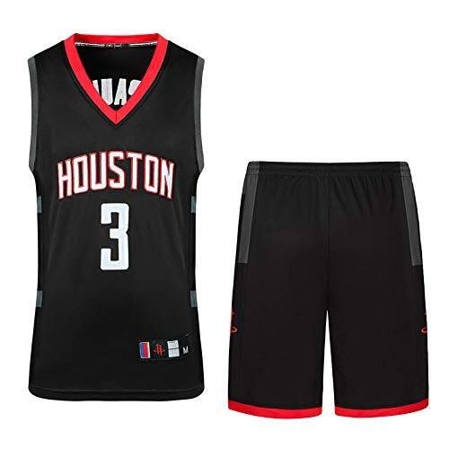 ASSD Juego de camisetas de baloncesto para hombre, diseño de la NBA Houston Rockets 3# Paul Basketball Uniforme de verano bordado, camisa y chaleco corto (talla XS)