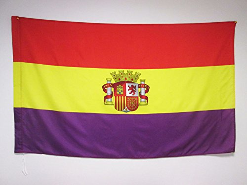 AZ FLAG Bandera ESPAÑA Republicana con Escudo 150x90cm para Palo - Bandera DE LA Republica ESPAÑOLA 90 x 150 cm