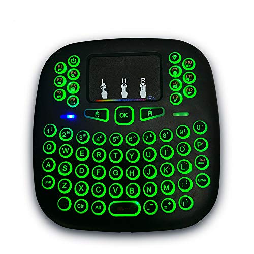 B-black® Mini teclado retroiluminado, 2,4 GHz, mini teclado inalámbrico con panel táctil para PC, Pad, Android/Google TV Box, PS3, Xbox 360, HTPC, IPTV