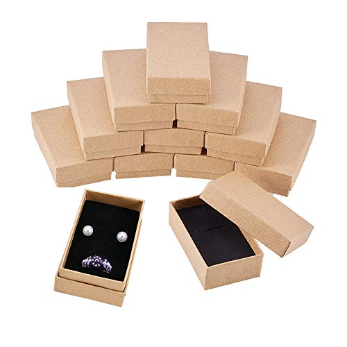 BENECREAT 24 Pack Cajas de Cartón Kraft para Collar 8x5x3cm Pequeña Caja de Regalo Rectácula de Pulsera y Pendientes Perfecta para Cumpleaños Boda Festival Día de San Valentín