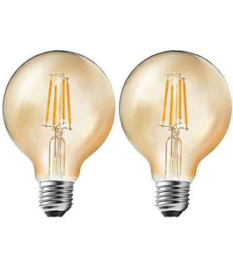 Bombilla Edison Vintage 4W, E27 Antigua Lámpara Cálido 2200K LED Retro Decorativa Bombillas para Lluminación y Decoración, Bulbo Filamento No regulable-2 unidades [Clase de eficiencia energética A++]