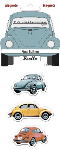 Brisa VW Collection - Volkswagen Escarabajo Coche Beetle Juego de 3 Imanes para Tablón de anuncios, Decoración Magnética para Nevera como Idea de Regalo/Souvenir (Edición Final/Azul)