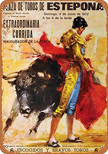 Bullfighting In Spain Cartel de chapa vintage, cartel de cartel de metal, placa de pintura de hierro retro, decoración de pared artística, 12 × 8 pulgadas