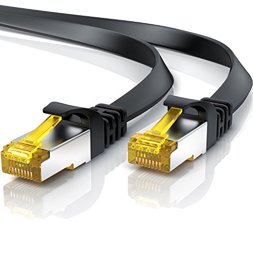 Cable de Red Cat.7 - 7,5 metros Plano - Cable Ethernet -Gigabit Lan 10 Gbit s -Cable de Conexión - Cable Plano- Cable de Instalación - Cable en Bruto Cat 7 Apantallamiento U FTP con Conector RJ45