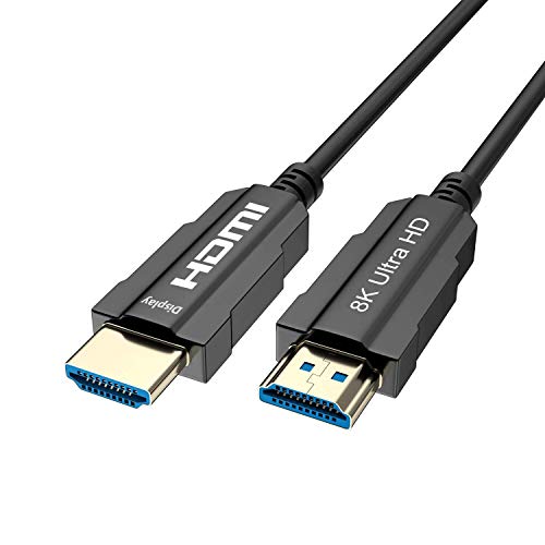CableDeconn 8K Optic HDMI 2.1 Cable Real UHD HDR 8K 48Gbps 8K@60Hz 4K@120Hz HDMI Cable de Fibra Compatible con HDCP2.2 3D para HDMI PS4 SetTop Box HDTVs Proyectores(15m 50ft)