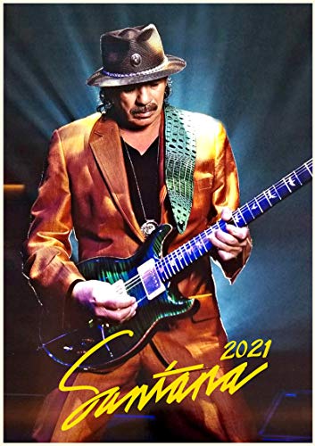 Calendario de pared 2021 [12 páginas 20 x 28 pulgadas] Carlos Santana Vintage Music Photo Poster Revista cubierta