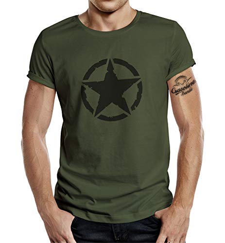 Camiseta clásica para los fans del ejército estadounidense: Vintage Star Color negro. M