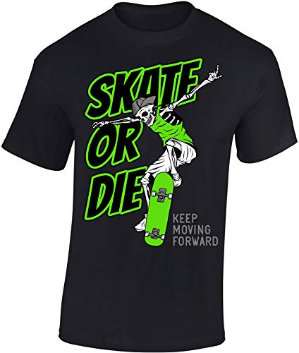 Camiseta: Skate or Die - Monopatín - T-Shirt para jóvenes Skaters - Regalo Niños Niño Niña - Skateboard Deporte Pijama Outdoor - Cumpleaños Navidad Mono Patinar (134/146)