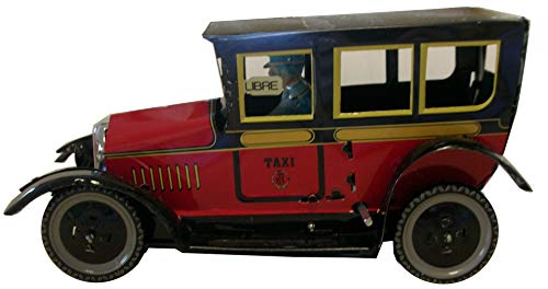 CAPRILO Juguete Decorativo de Hojalata Taxi Rojo Réplicas de Vehículos de Cuerda. Juguetes y Juegos de Colección. Regalos Originales. Decoración Clásica.