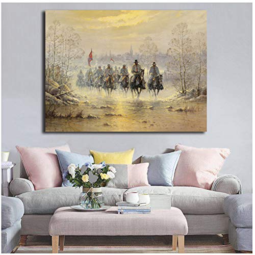 Cartel de soldado de caballería del ejército confederado, pinturas artísticas de la guerra civil de América en lienzo, cuadros decorativos modernos para pared, decoración del hogar, 60x90cm, sin marco