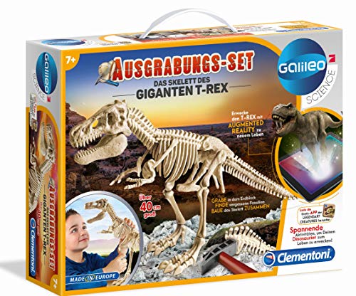 Clementoni 69491 Galileo Science - Kit de excavación El Esqueleto del Gigante T-Rex, Juguete para niños a Partir de 7 años, excavación de Fossil con Martillo y cincel, para pequeños investigadores