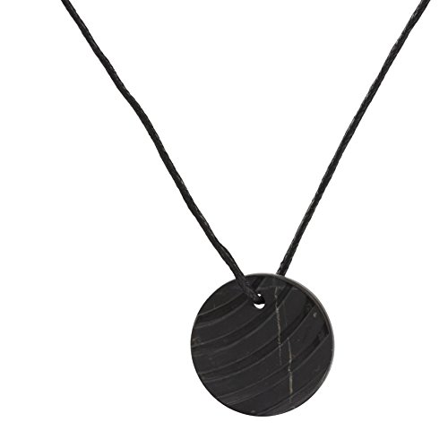 Collar de Shungite con Colgante Diseño Tallado Brisa Hecho de Piedra Shungit para Protección Electromagnética | Joyería de Shungita Moderna, Usada para Equilibrar Chakras y Energía | Brisa