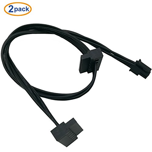 COMeap (Paquete de 2) Tarjeta Madre ATX Mini 4 Pin a 2X en ángulo Recto SATA Disco Duro HDD Power Adaptador Cable para Lenovo de 18 Pulgadas (46 cm)