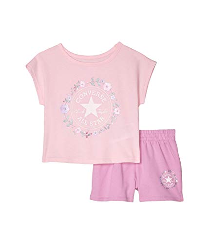 Converse Kids Baby Girl Chuck Patch camiseta y pantalones cortos Set (bebé) - rosa - 4 años