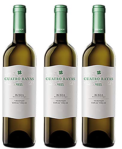Cuatro Rayas Vino Blanco Verdejo 1935 D.O. Rueda - Pack de 3 Botellas de 750 ml (Total: 2.25 L).