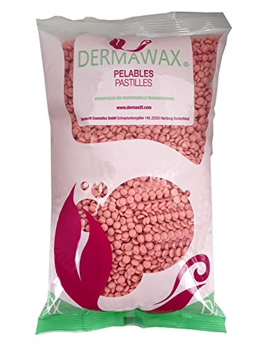 Dermawax 1 kg Rosa perla de Cera caliente Cera depilatoria caliente, para pieles sensibles et normal, áreas faciales axilas, faciales Cera sobre, La carrocería completa Depilación brasileña
