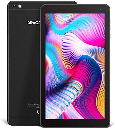 Dragon Touch Tablet Android 9.0 Tablet 7 Pulgadas 1024x600 HD IPS 2GB RAM 16GB ROM Procesador Quad Core Doble Cámara WiFi Bluetooth Negro