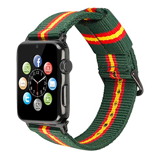 Estuyoya - Pulsera de Nailon Compatible con Apple Watch Colores Bandera de España, Ajustable Reemplazo Estilo Deportiva Casual Elegante para 42mm 44mm Series 6/5 / 4/3 / 2/1 / SE - Greenline