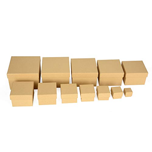 ewtshop® Cajas de regalo, juego de 12 unidades, material estable recubierto con papel de estraza fino, cajas de papel de estraza, también para scrapbooking