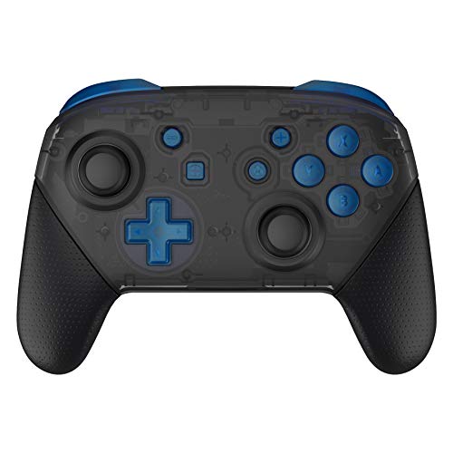 eXtremeRate ABXY D-Pad ZR ZL L R Botones para Mando Nintendo Switch Pro Teclas de Reemplazo Tacto Suave Botón Completo con Herramientas para Nintendo Switch Pro-Control NO Incluido(Azul Transparente)