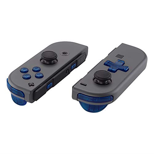 eXtremeRate Botones Transparente Azul para Joycon D-Pad de ABXY Botón SR SL L R ZR ZL Trigger Resorte de Reemplazo para Nintendo Switch JoyCon(D-Pad Solo Compatible con Carcasa joycon-versión Dpad