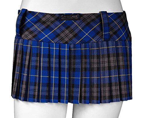 Falda corta plisada de cuadros escocesa de 20,8 cm, 6 colores (mujer: 14, azul y gris)