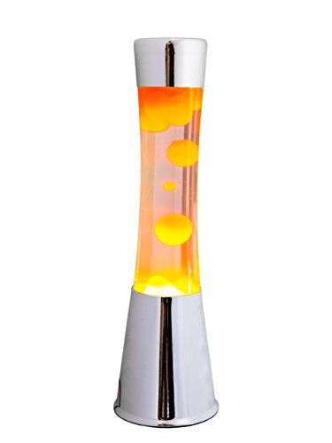 Fisura LT0323 Lámpara Grande de Lava Magma con Liquido Naranja | Lámpara de Lava Original Color Plateado Cromado, 40 cm