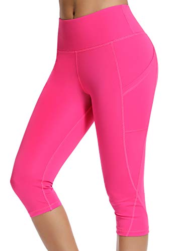 FITTOO Mallas 3/4 Leggings Mujer Pantalones de Yoga Alta Cintura Elásticos y Transpirables Rosa S