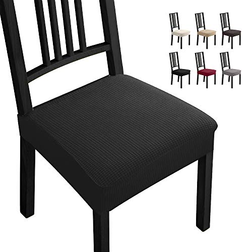 Fundas para sillas Pack de 6 Fundas sillas Comedor Fundas elásticas, Fundas de Asiento para Silla,Diseño Jacquard Cubiertas de la sillas,Extraíbles y Lavables-Decor Restaurante (Paquete de 6,Negro) -B