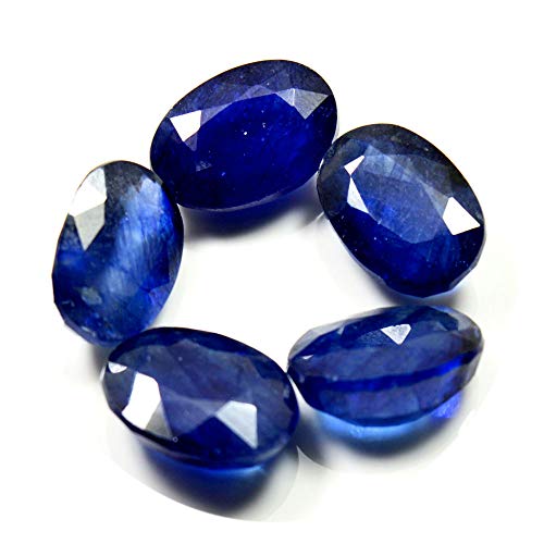 Gemsonclick Piedras Preciosas de Zafiro Azul Natural Suelto Lote Total de 30 Quilates 5 Piezas Ovalada Piedra Natal de septiembre