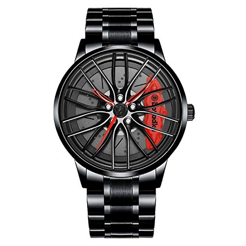 GHSY Relojes de Los Hombres, Reloj del Eje del Borde del Coche, Reloj Deportivo Impermeable Hueco para Los Relojes de Pulsera de Los Regalos de Los Hombres (Rojo)
