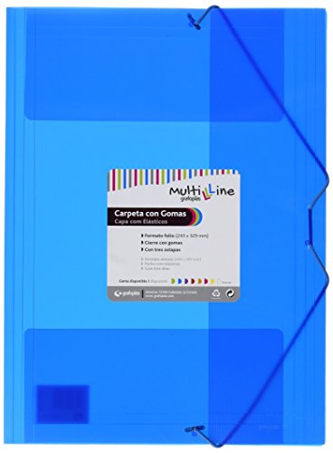 Grafoplás 04801830－Pack de 6 carpetas con gomas Multiline, tamaño folio, color azul