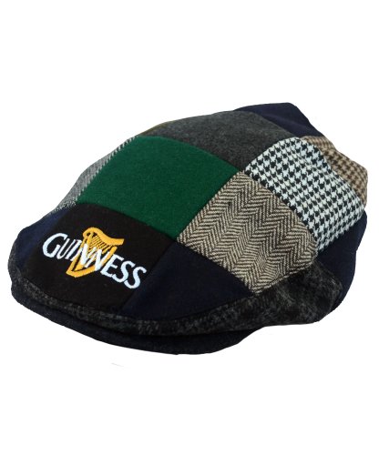 Guinness Official Merchandise Harp Embroidered Flat Cap - Sombrero para hombre, color multicolored - black/grey/cream, talla L