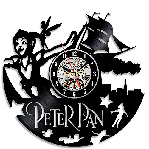 Gullei.com - Creativo reloj vintage de Peter Pan fabricado a partir de un disco de vinilo