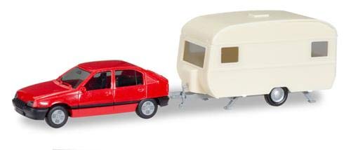 Herpa with Minikit Opel Kadett EGLS con Caravana, Colores. (13420)